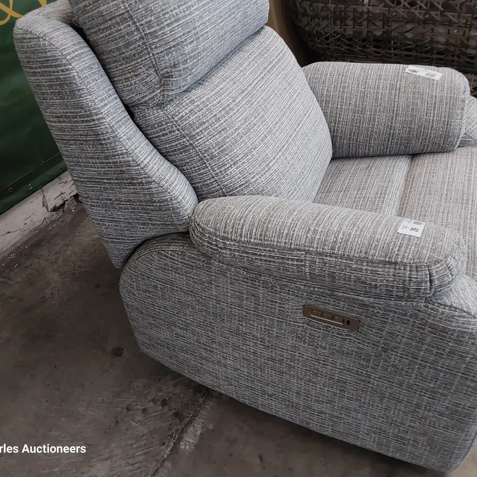 QUALITY BRITISH DESIGNER G PLAN KINGSBURY POWER RECLINING EASY CHAIR WAFFLE SMOKE FABRIC 