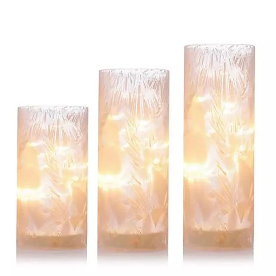 HOME REFLECTIONS SET OF 3 PRE-LIT CYLINDERS - BLUE