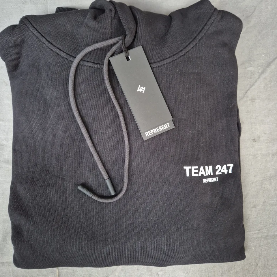 REPRESENT TEAM 247 OVERSIZED HOODIE IN BLACK SIZE MEDIUM