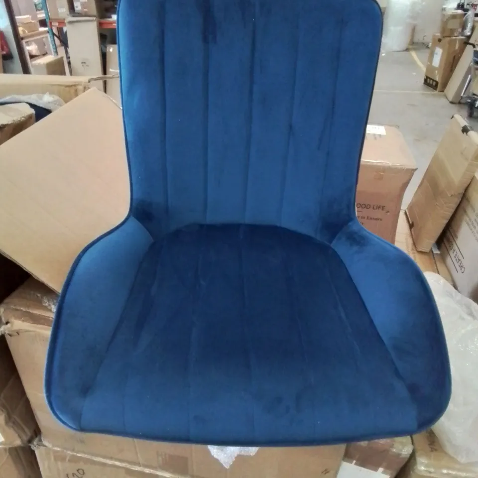 BOXED SET OF TWO MYRA MID CENTURY BLUE VELVET MODERN DINING CHAIRS 