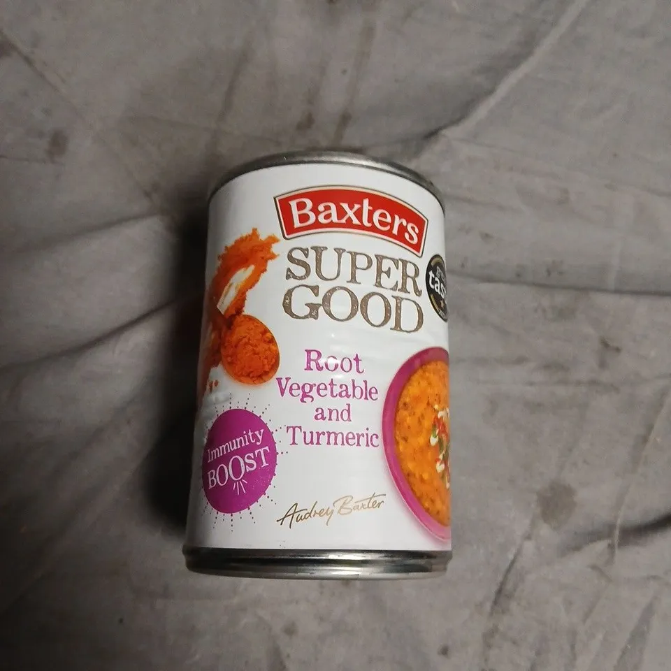 APPROXIMATELY 15 ASSORTED FOOD ITEMS INCLUDING GRASS & CO DRINK , BAXTERS ROOT VEGETABLE TURMERIC SOUP AND GRIND INSTANT COFFEE 