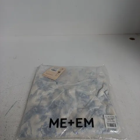ME+EM SILK COTTON BLEND FLORAL PRINT BLOUSE + TIE LIGHT CREAM MULTI UK 16