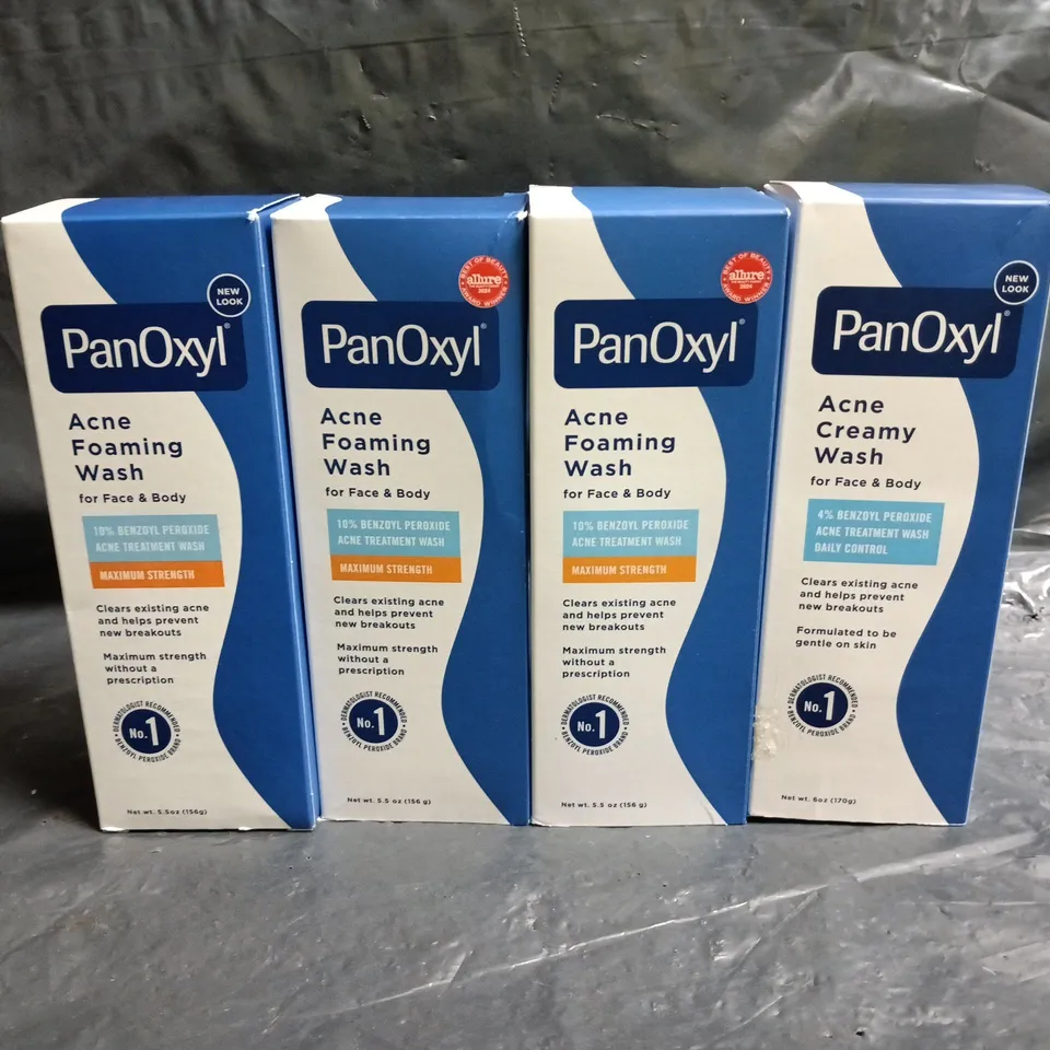 LOT OF 4 PANOXYL ACNE CREAMY AND FOAMING FACE WASHES