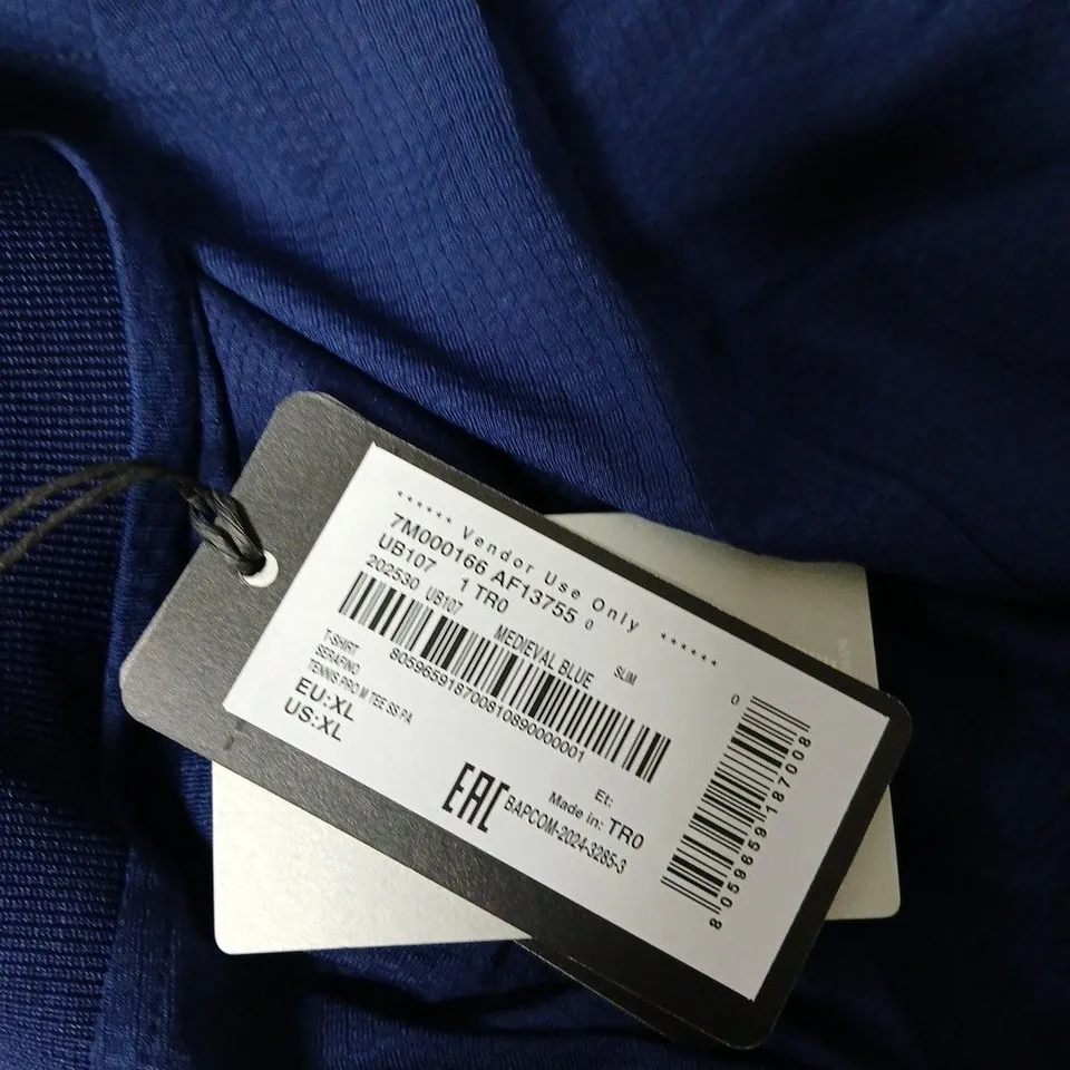 EMPORIO ARMANI EA7 ZIP-NECK T-SHIRT - MEDIEVAL BLUE, MEN'S UK XL (EU XL)