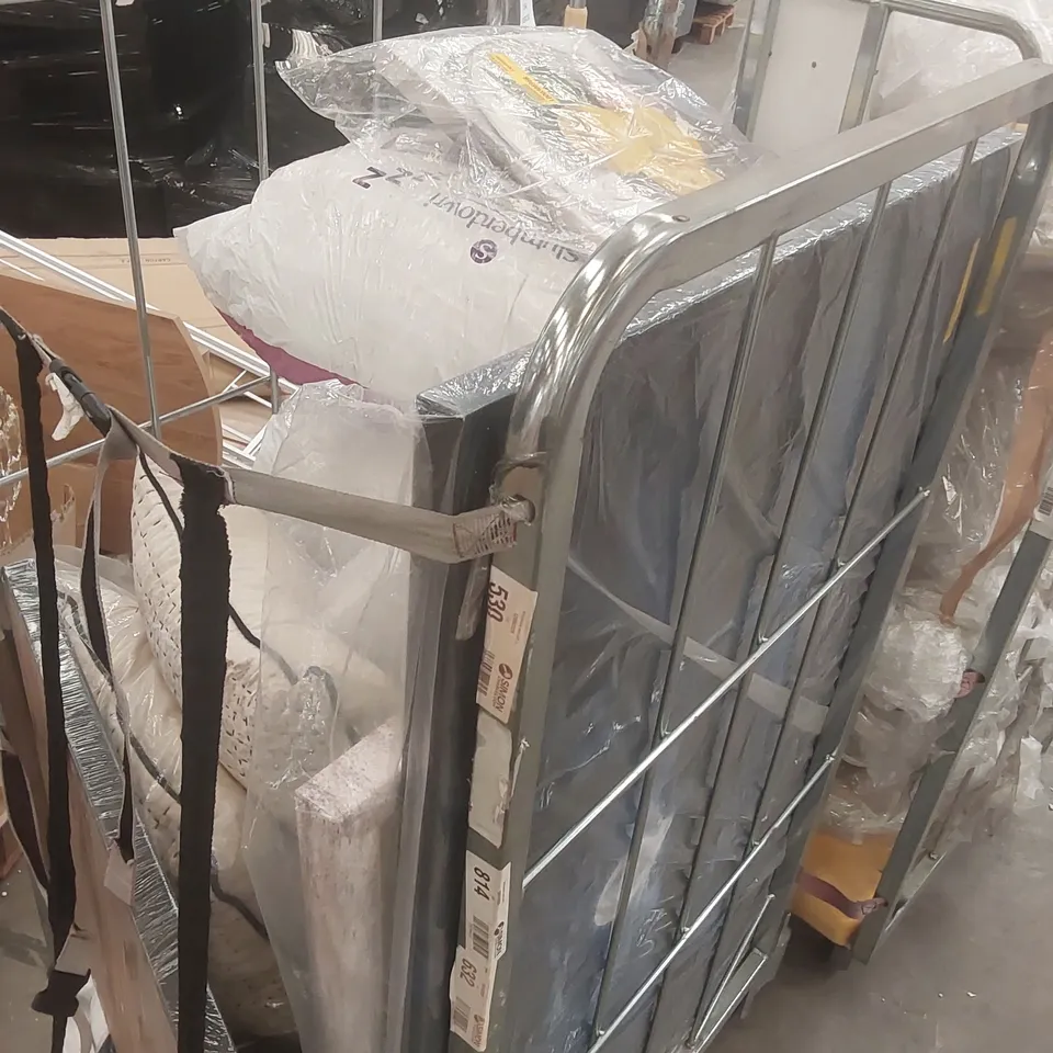 CAGE CONTAINING A LARGE QUANTITY OF ASSORTED HOUSEHOLD ITEMS INCLUDING: PILLOWS, CUSHIONS, PAINTINGS ECT // CAGE NOT INCLUDED