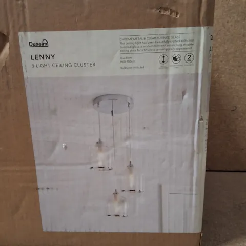 BOXED DUNELM LENNY 3-LIGHT CEILING CLUSTER CHROME
