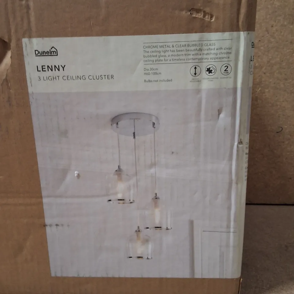 BOXED DUNELM LENNY 3-LIGHT CEILING CLUSTER CHROME