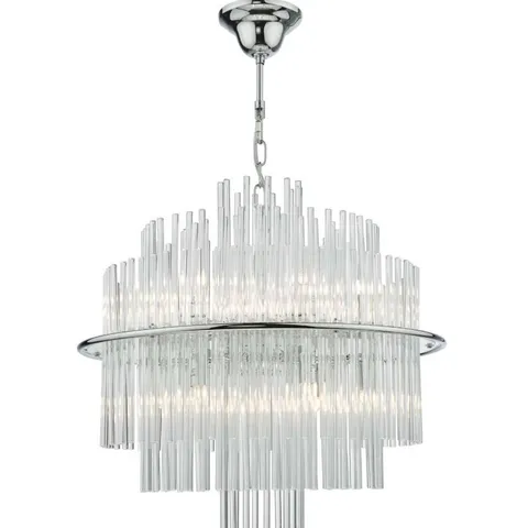 BOXED DAR LIGHTING LUKAS 13 LIGHT PENDANT POLISHED CHROME GLASS