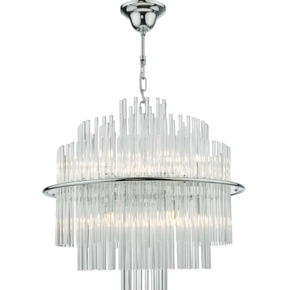 BOXED DAR LIGHTING LUKAS 13 LIGHT PENDANT POLISHED CHROME GLASS