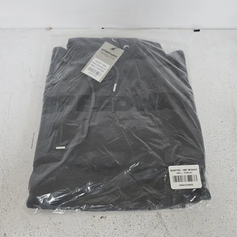BAGGED SPEEDWAY HOODED TOP & SHORT SET IN CHARCOAL - SMALL