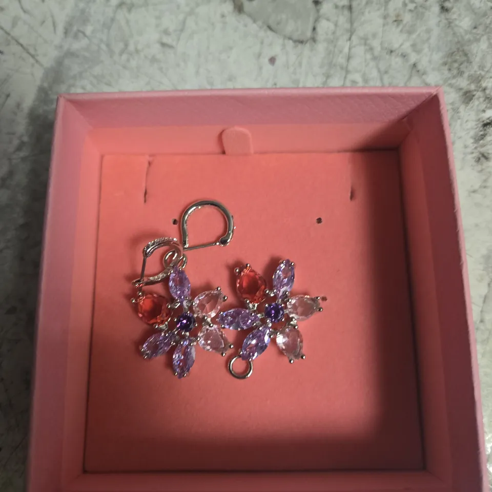 BOXED SWAROVSKI GEMA FLOWER DROP EARRINGS