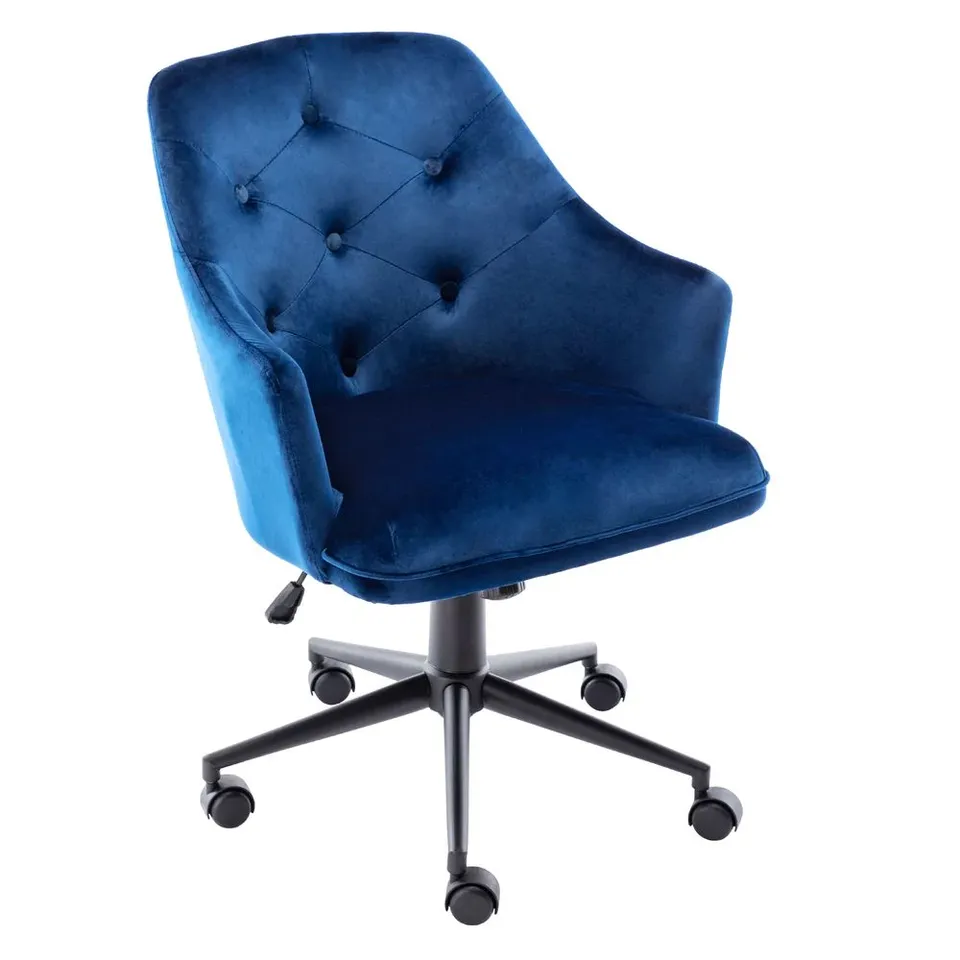 BOXED EMILE NAVY VELVET OFFICE CHAIR (1 BOX)