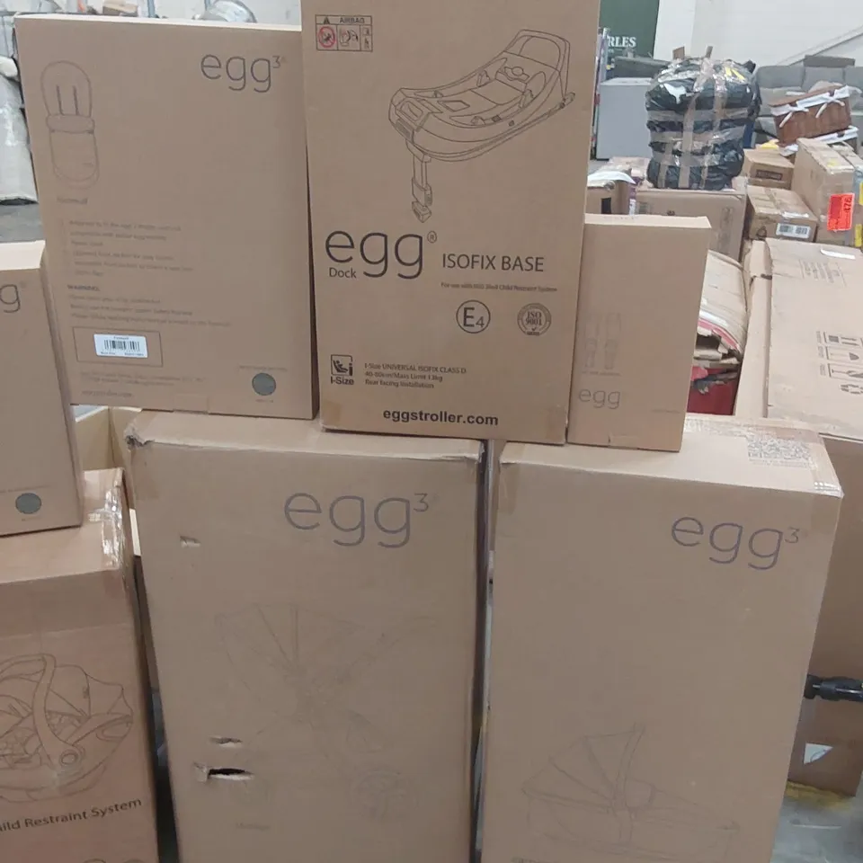 BOXED EGG³ STROLLER SET, GUN METAL & OLIVE BLACK - INCLUDING STROLLER, CARRYCOT, CAR SEAT WITH BASE, PRAM ACCESSORIES (4 BOXES)