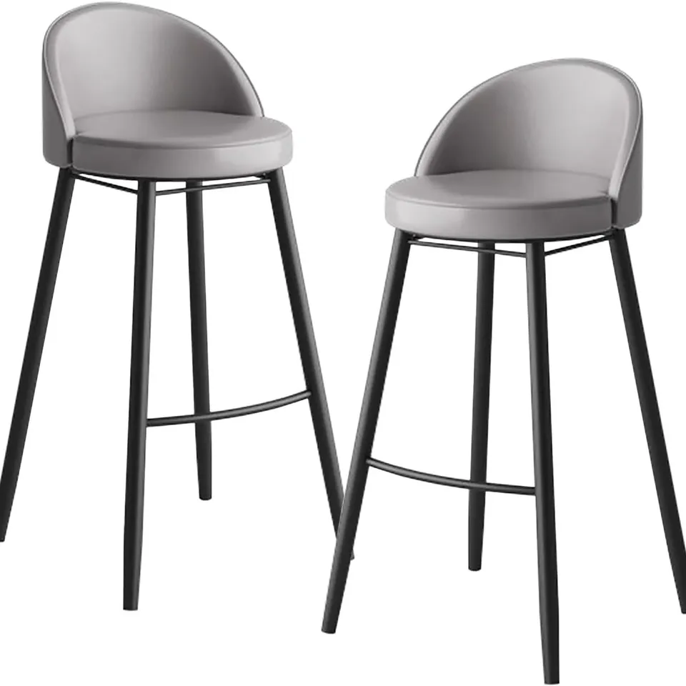 BOXED STURDY MODERN LOW BACK COUNTER HEIGHT BAR STOOLS WITH METAL FRAME 2PCS