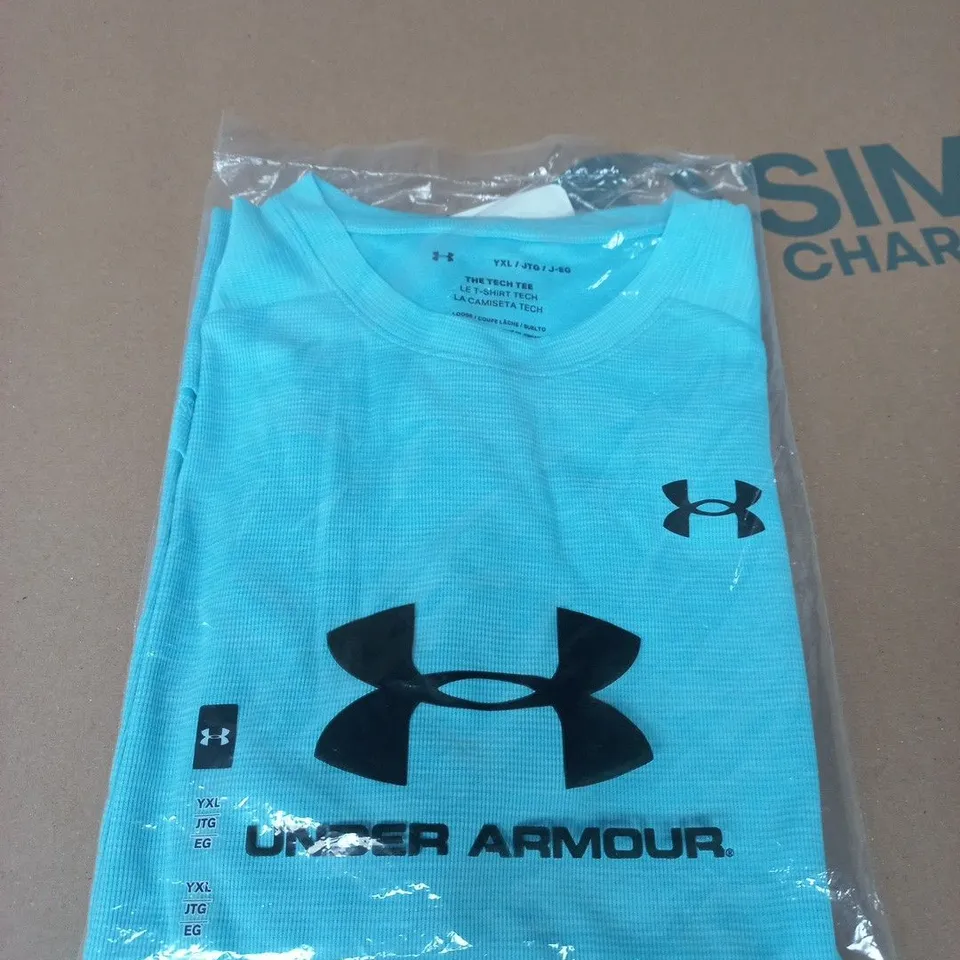 UNDER ARMOUR PERFORMANCE T-SHIRT – TURQUOISE/BLUE – SIZE YXL