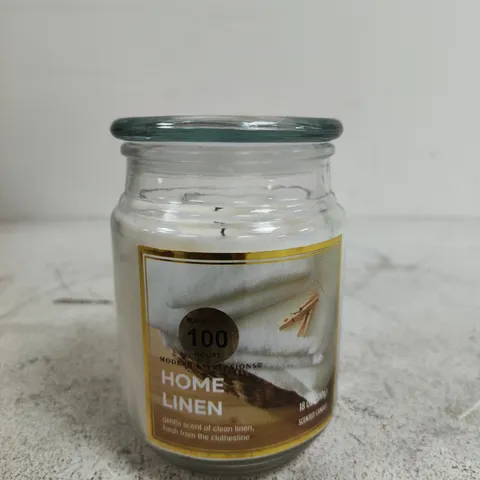 HOME LINEN SCENTED CANDLE IN GLASS JAR – 18 OZ