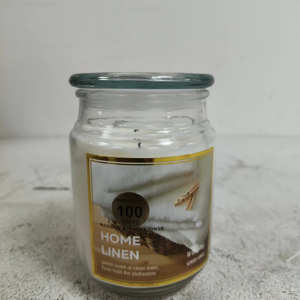 HOME LINEN SCENTED CANDLE IN GLASS JAR – 18 OZ