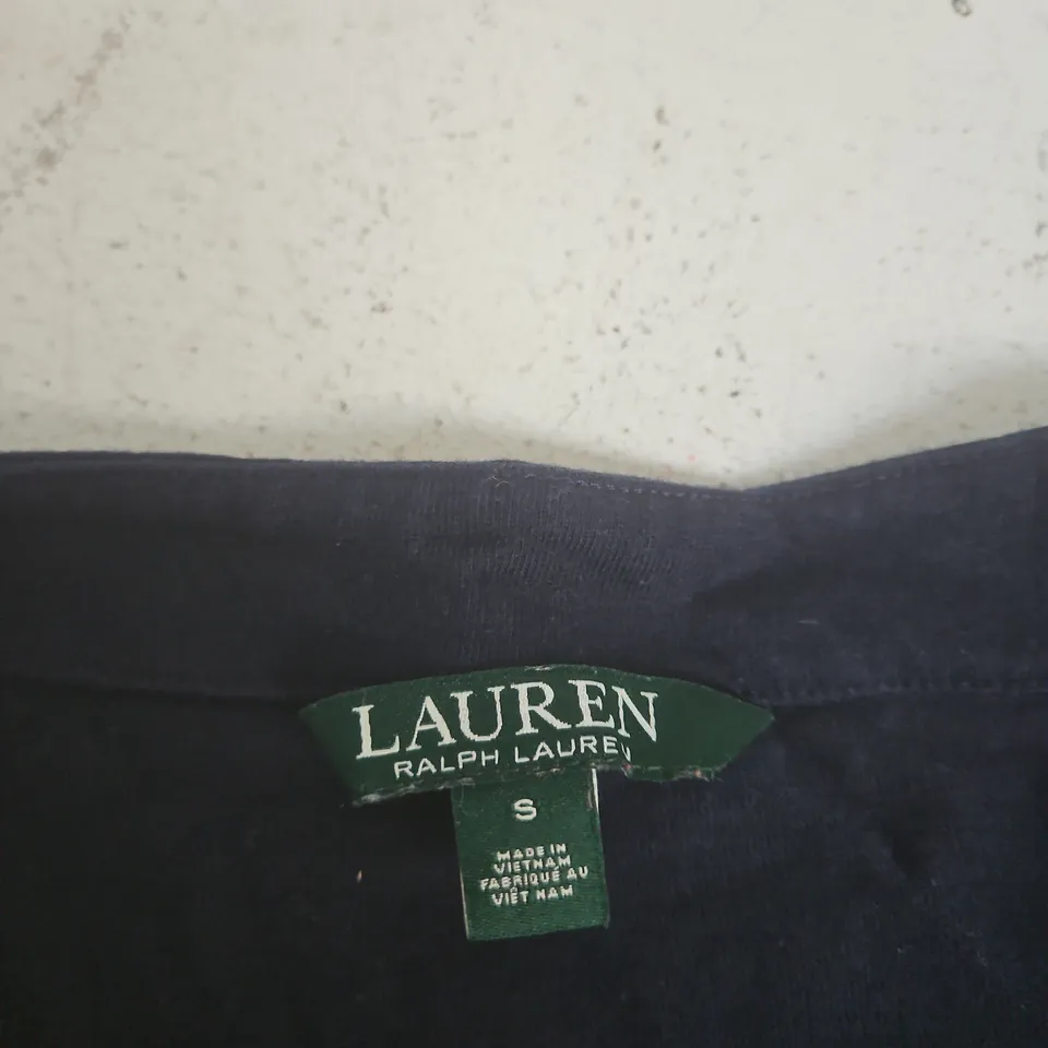LAUREN RALPH LAUREN STRIPED LONG-SLEEVE TOP – NAVY & RED, UK SMALL (S)