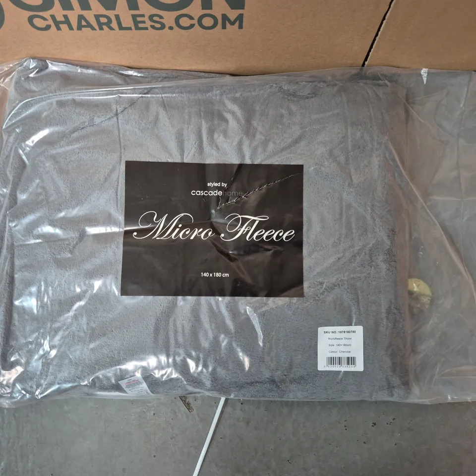 CASCADE HOME MICRO FLEECE THROW BLANKET – GREY, 140 X 180 CM