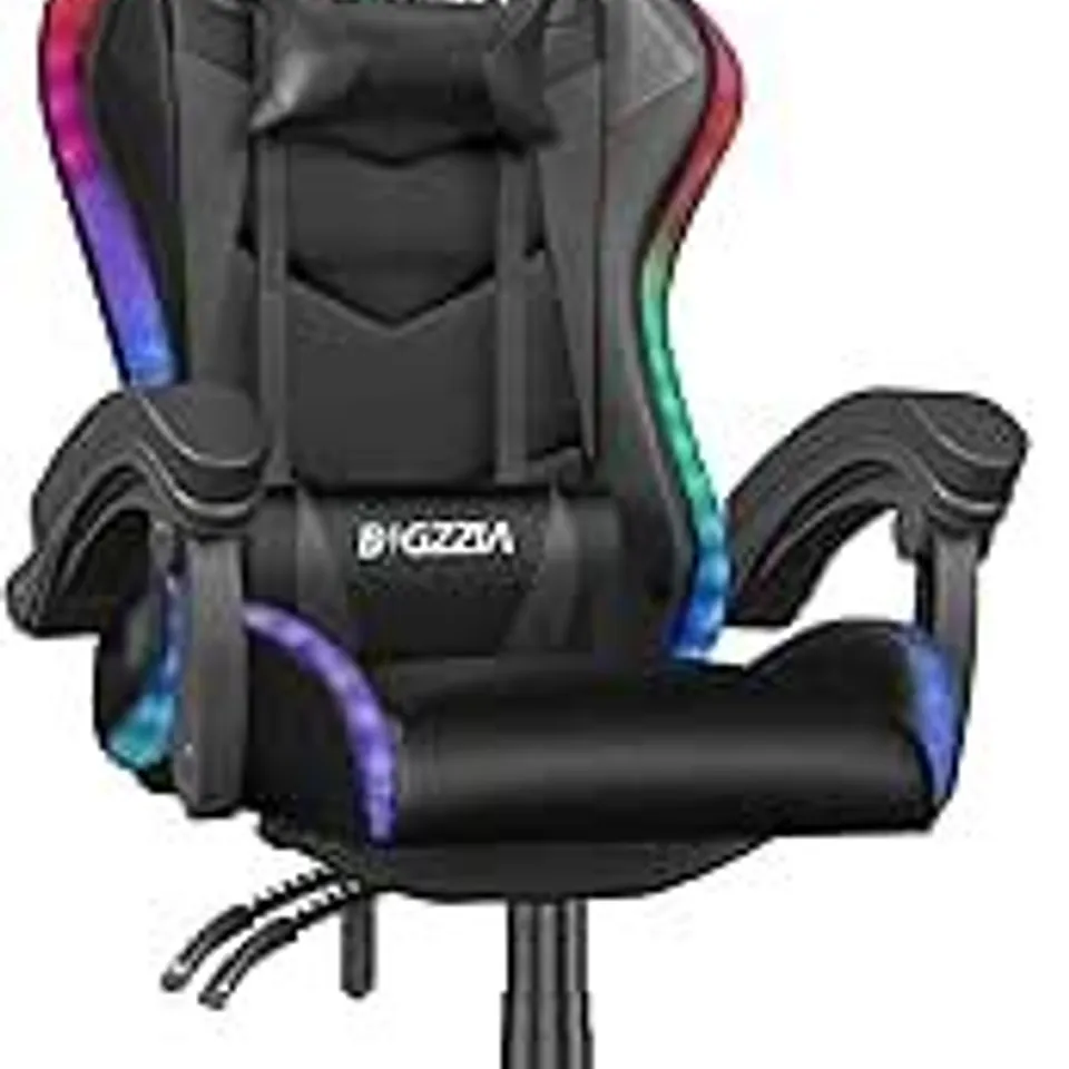 BOXED RACINGREAT GAMING CHAIR LED WITH IRIDESCENT LIGHT STRIP - BLACK (1 BOX)