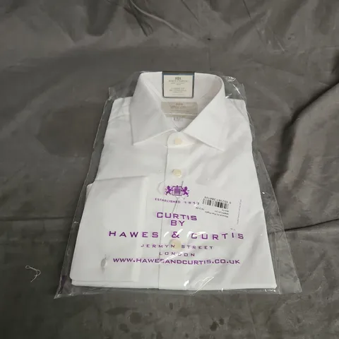 HAWES & CURTIS WARWICK CLASSIC FIT SEMI CUTAWAY COLLAR DOUBLE CUFF SHIRT IN WHITE SIZE 16.5/34