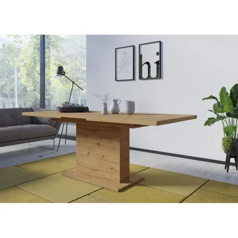 BOXED BOBBYE SOLID OAK PEDASTAL DINING TABLE (2 BOXES)