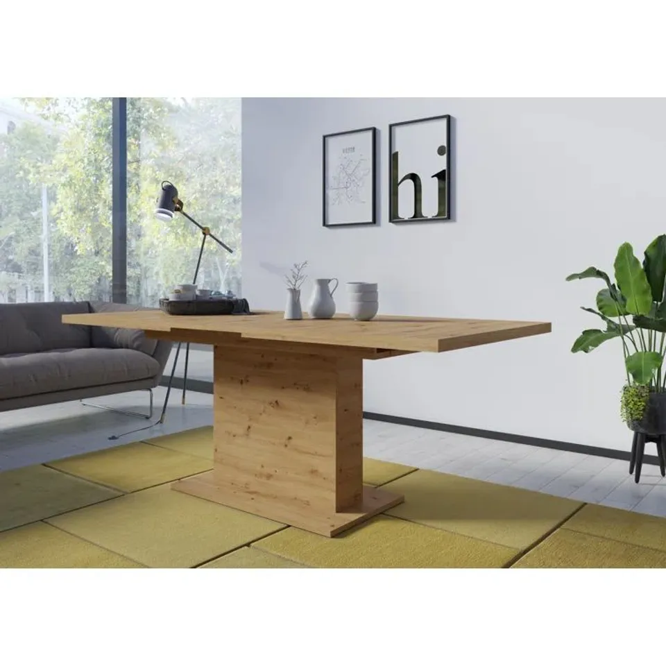 BOXED BOBBYE SOLID OAK PEDASTAL DINING TABLE (2 BOXES)