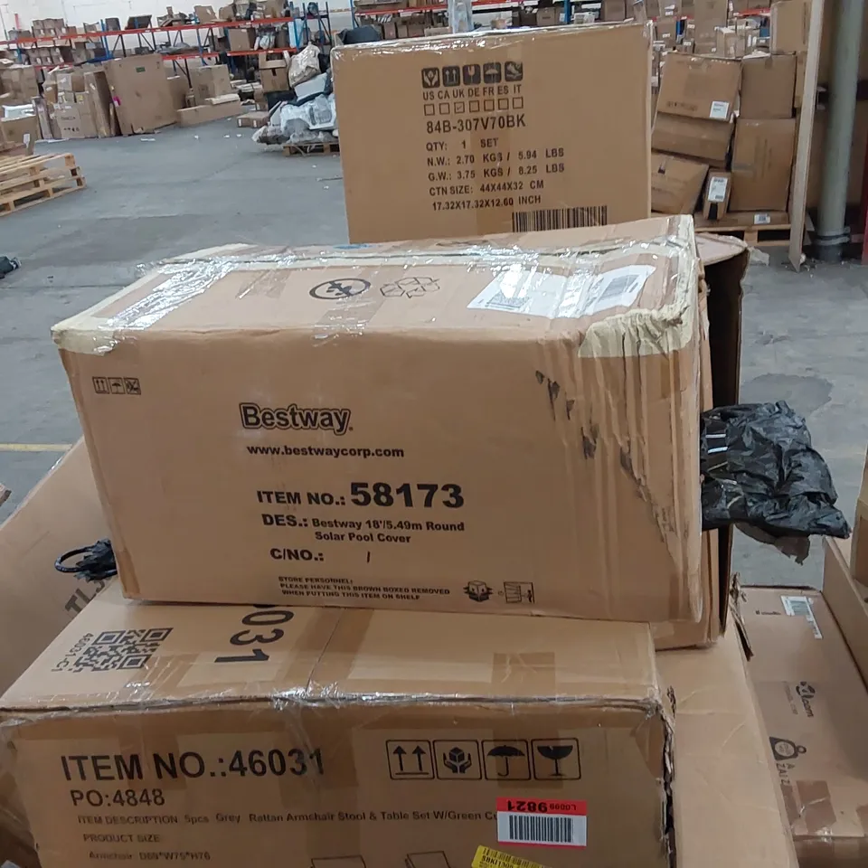 PALLET OF ASSORTED FURNITURE PARTS AND CONSUMER GOODS 