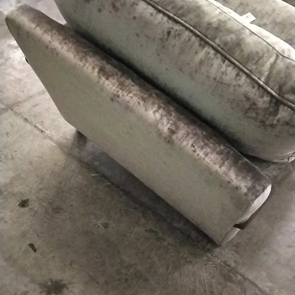 QUALITY DESIGNER LOUNGE CO ARMCHAIR IN SILVER CRUSHED VELVET