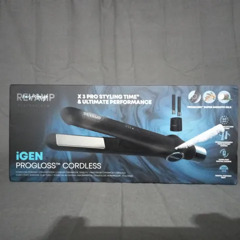 BOXED REVAMP IGEN PROGLOSS CORDLESS CERAMIC STRAIGHTENER