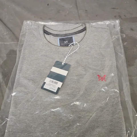 CREW CLOTHING COMPANY OXFORD PIQUE TEE GREY SIZE L