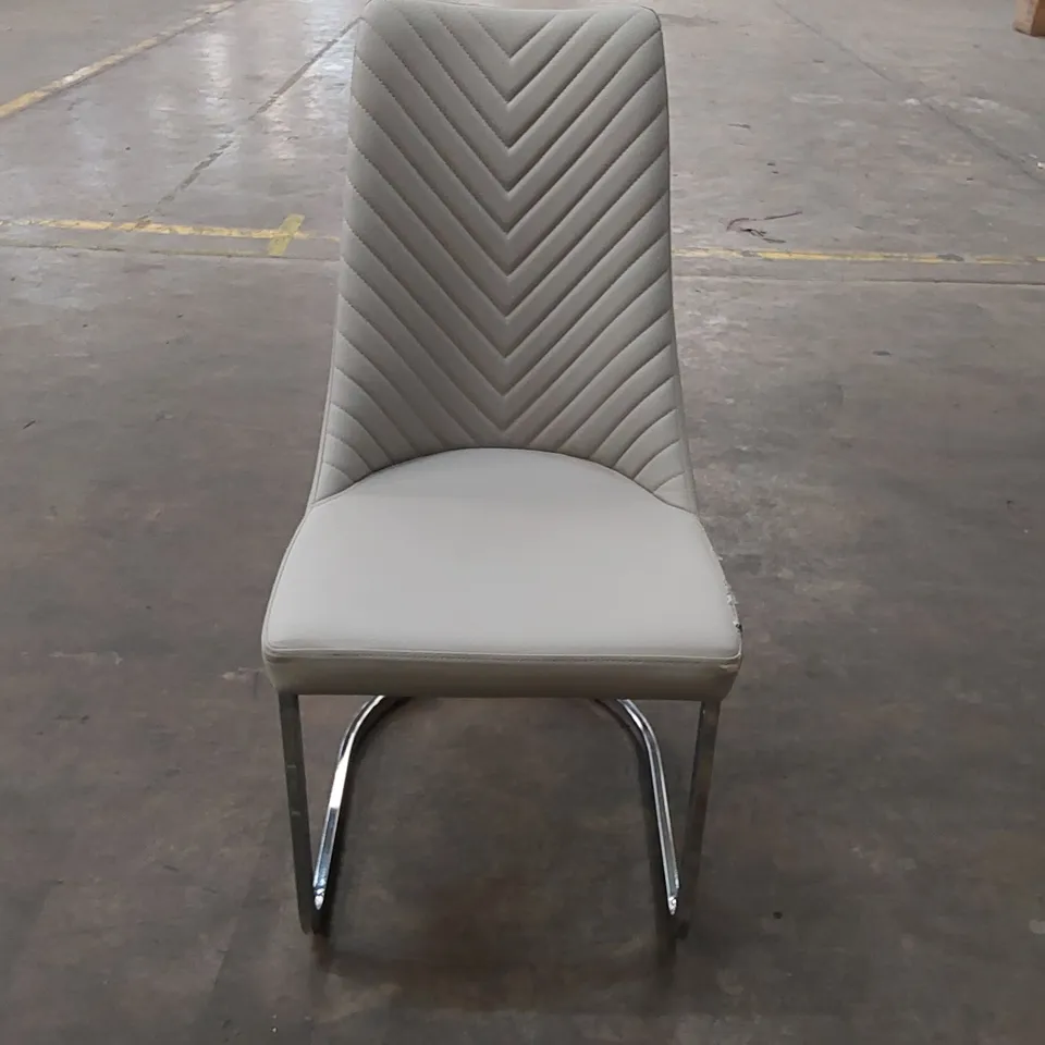 DESIGNER GREY FAUX LEATHER DINING CHAIR (1 ITEM)