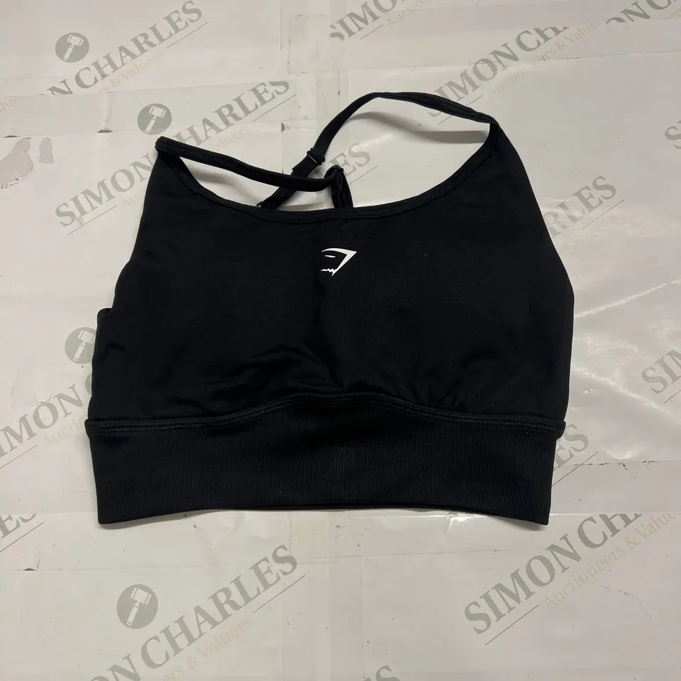 GYMSHARK STRAPPED SPORTS BRA IN BLACK SIZE S 