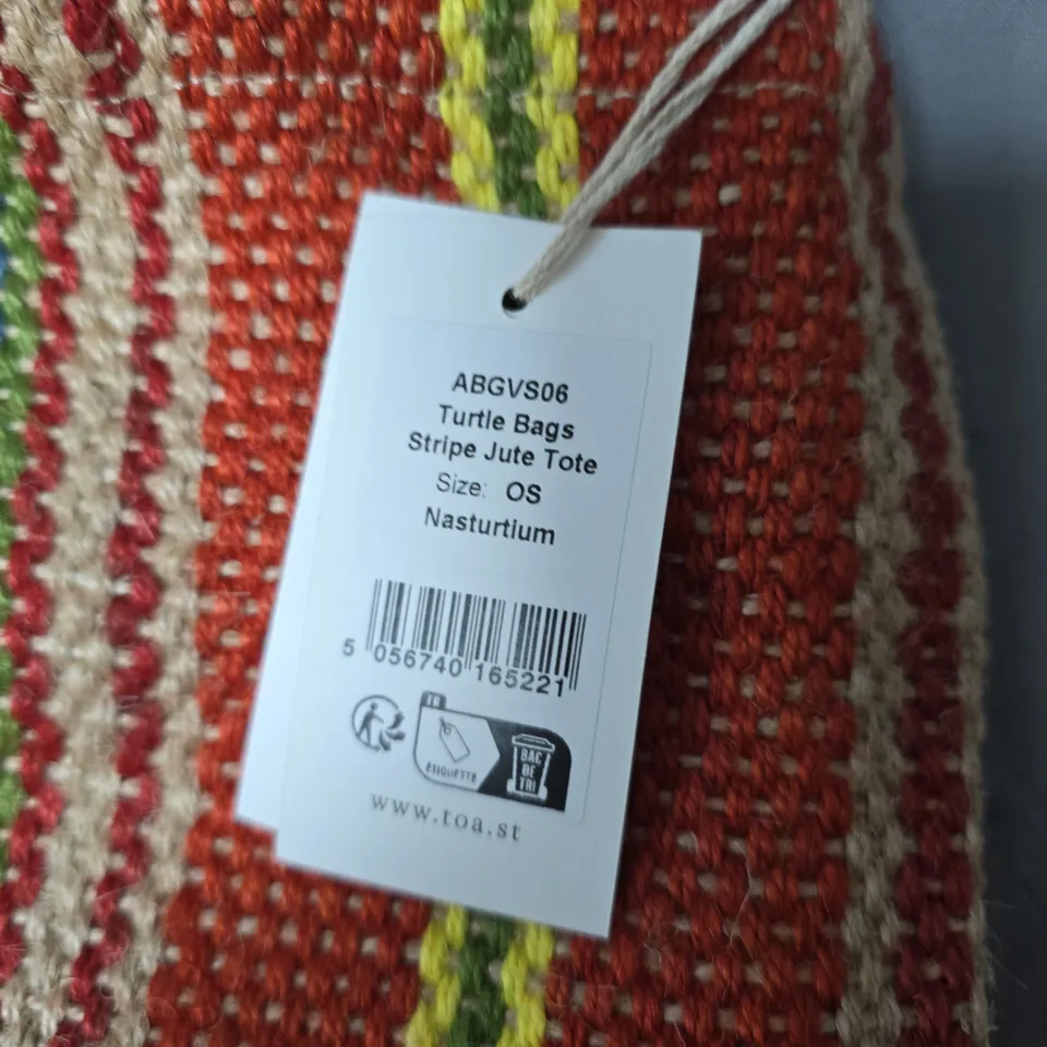 TURTLE BAGS STRIPE JUTE TOTE – NASTURTIUM, OS