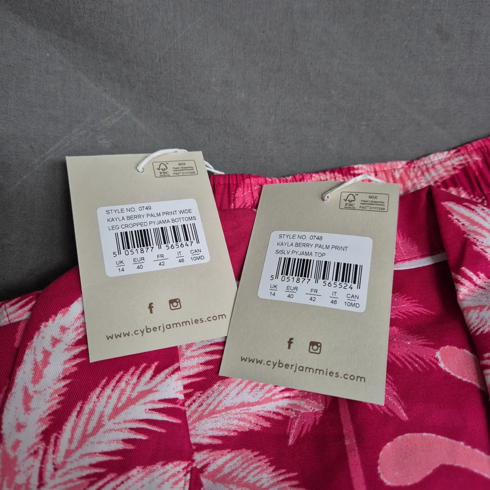 CYBERJAMMIES PALM PRINT PYJAMA SET – PINK - SIZE 14