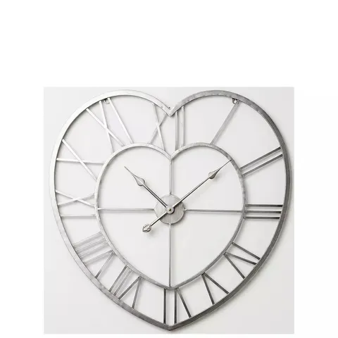 METAL HEART SHAPED WALL CLOCK