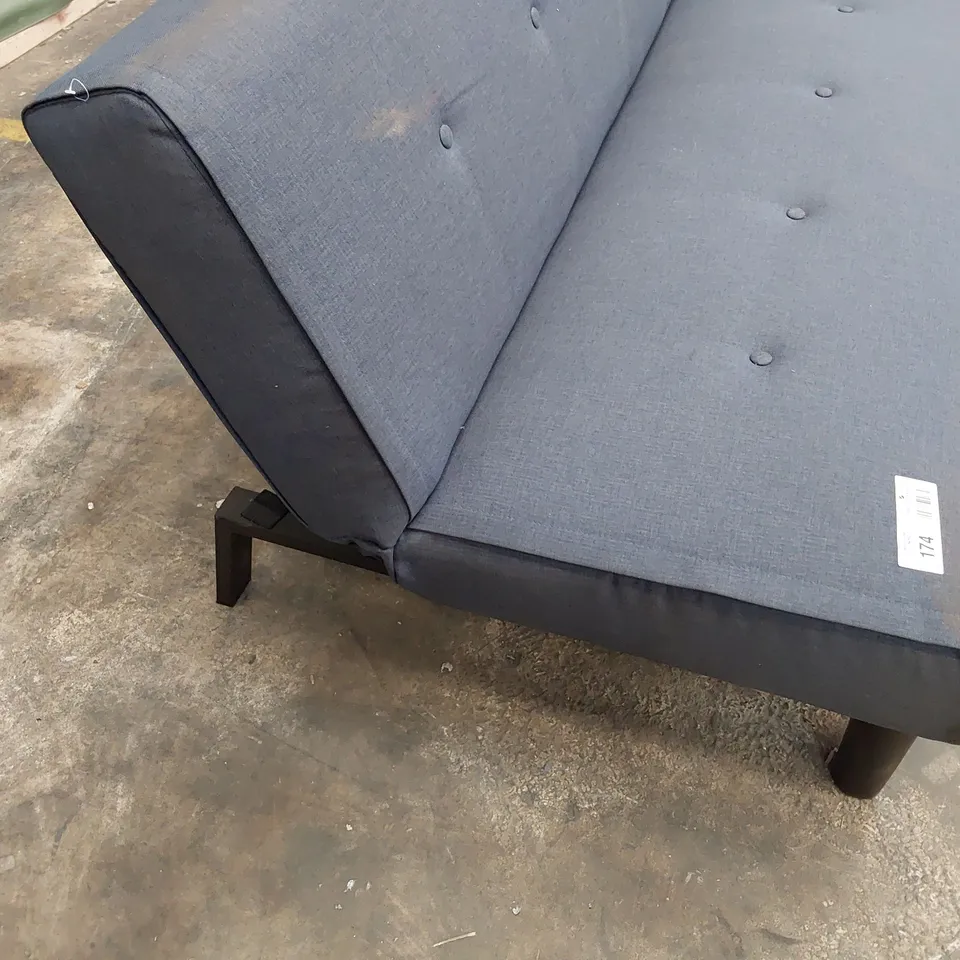 DESIGNER CLICK CLACK SOFA BED BLUE FABRIC 