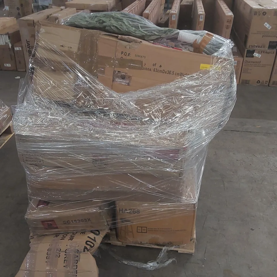 PALLET CONTAINING A LARGE QUANTITY OF ASSORTED ITEMS INCLUDING: CHAIR, NEO BBQ, NEO DESK FAN ECT