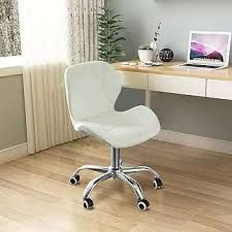 BOXED CLIPOP EGONOMIC WHITE AND BLACK FAUX LEATHER SWIVEL OFFICE CHAIR