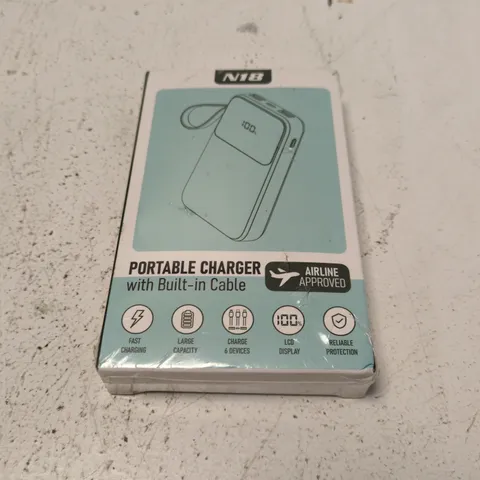 N18 PORTABLE CHARGER WITH BUILT-IN CABLE (AIRLINE APPROVED)