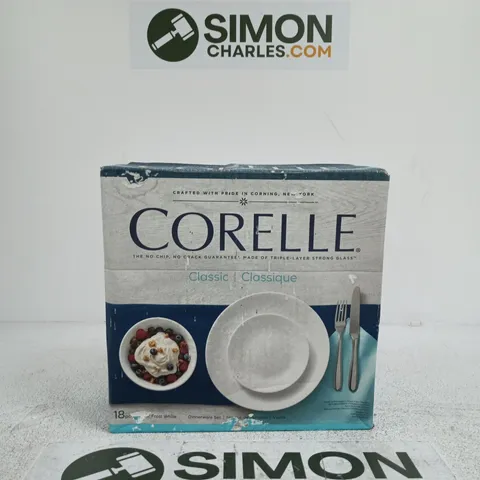 CORELLE CLASSIC 18-PIECE DINNERWARE SET – FROST WHITE