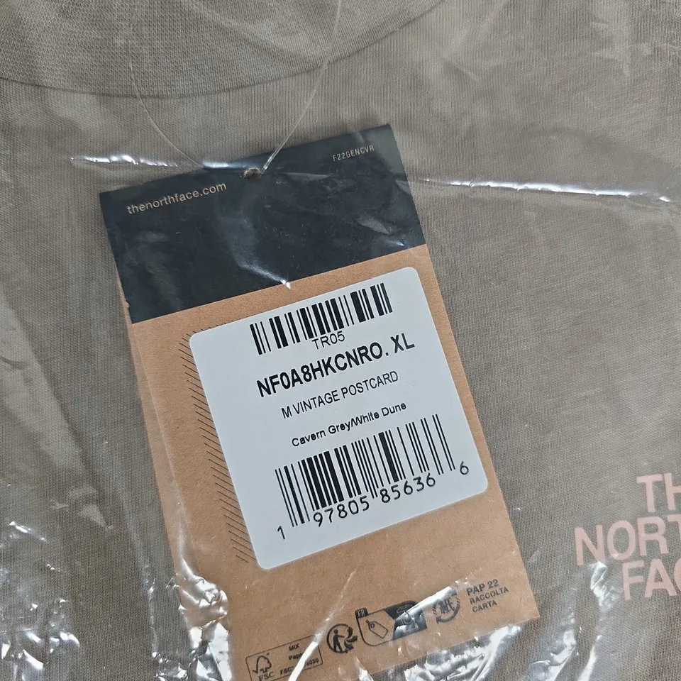 BAGGED THE NORTH FACE MEN'S VINTAGE POSTCARD TEE OVERSIZED – BEIGE/TAN, XL