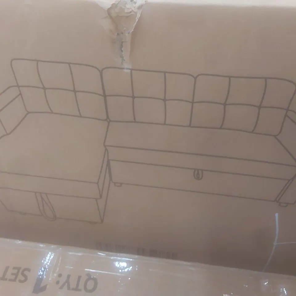 BOXED FM CHAISE SOFA- BLUE (2 BOXES)