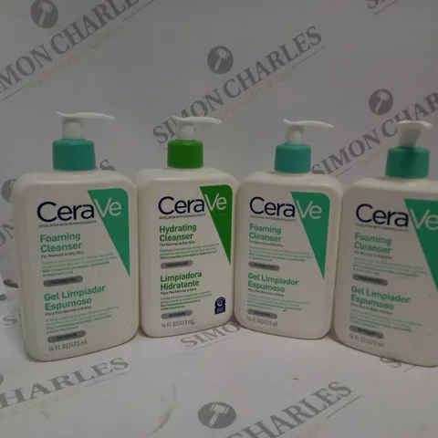 4 X 473ML CERAVE BEAUTY PRODUCTS TO INCLUDE HYDRATING CLEANSER AND FOAMING CLEANSER