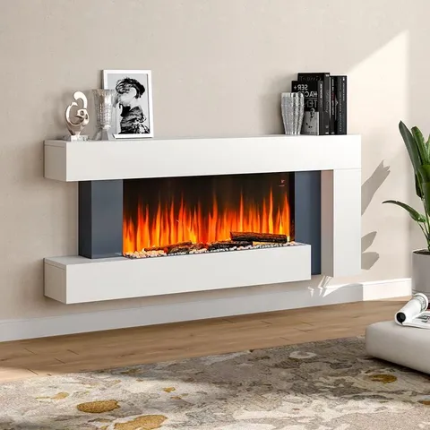 BOXED ANJEANETTE METRO LANE 132cm W ELECTRIC FIRE INSET - WHITE/GREY (1 BOX)