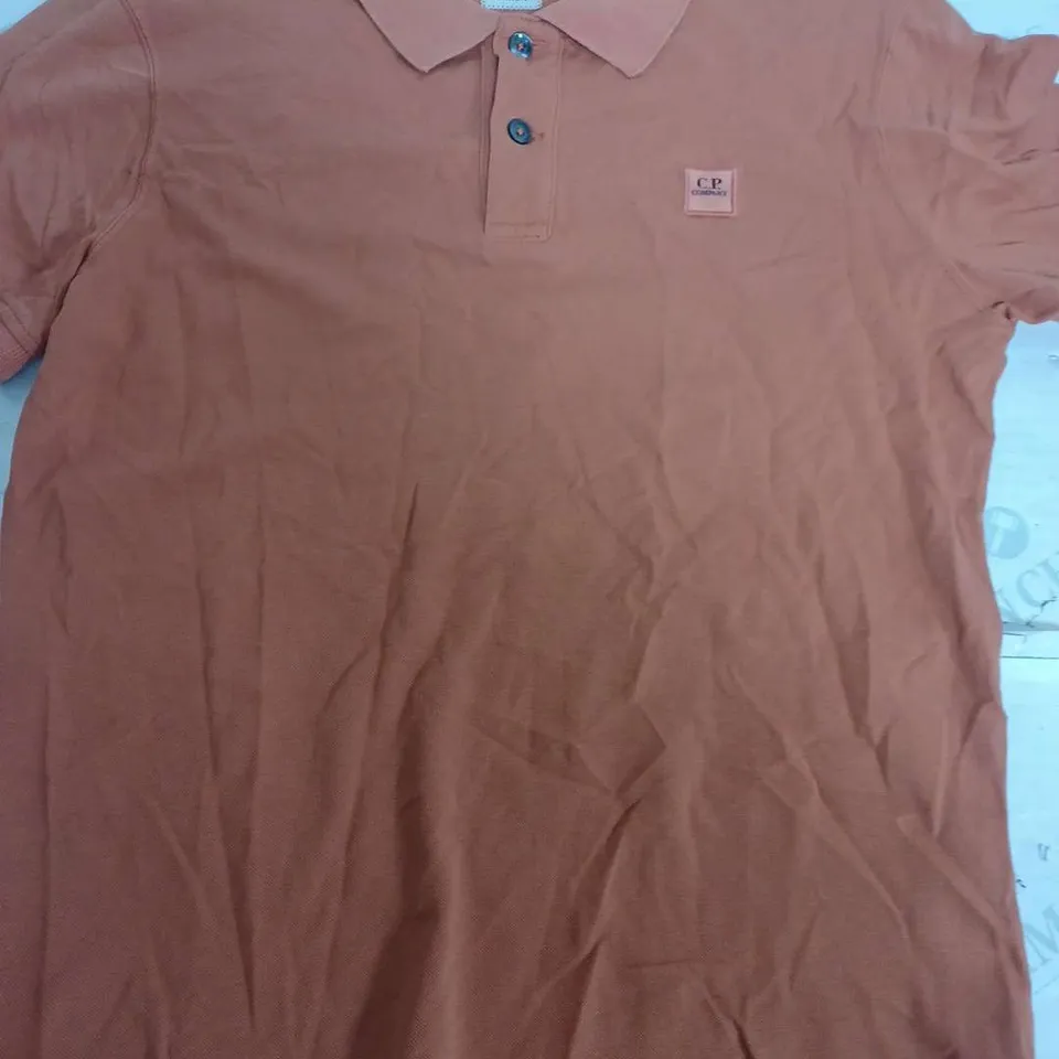 C.P. COMPANY TAN POLO SHIRT - SMALL