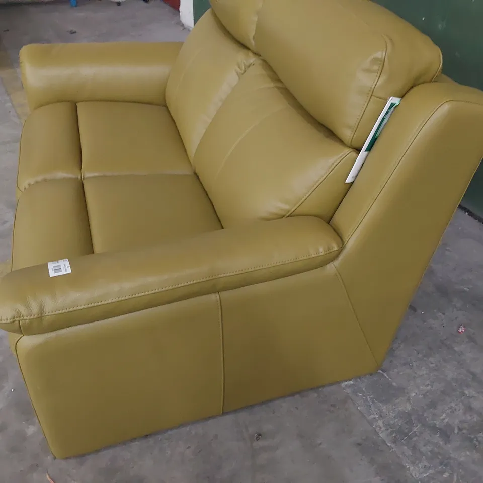 DESIGNER TWO SEATER SOFA MUSTARD LEATHER 