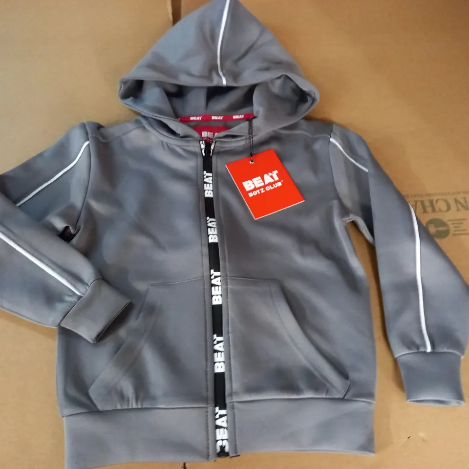 BEATZ BOYZ CLUB GREY ZIP THROUGH HOODIE - 5/6 YRS
