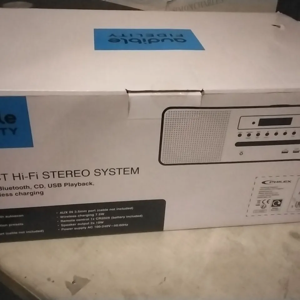 BOXED AUDIBLE FIDELITY AF-10 COMPACT HI-FI STEREO SYSTEM 