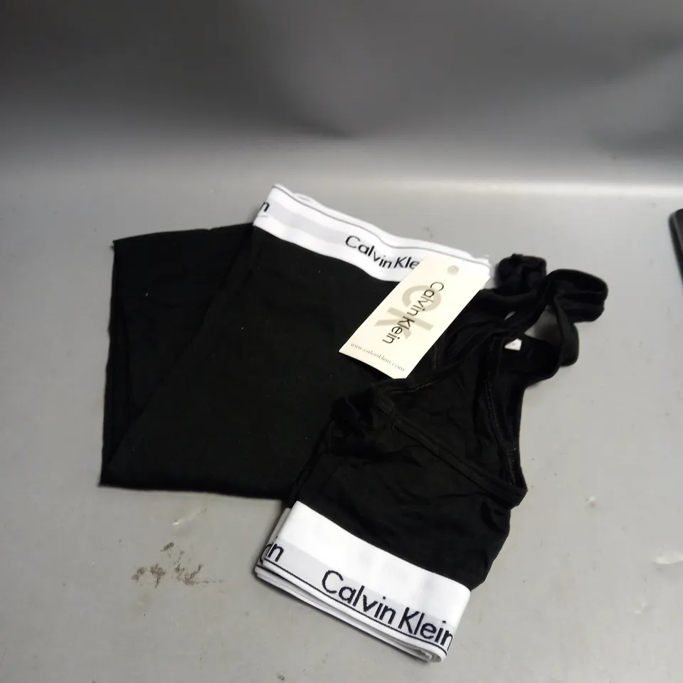 BOXED CALVIN KLEIN LADIES LEGGINGS AND CROP TOP SET BLACK SMALL